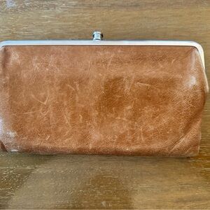 Vintage Leather Clutch with Silver Trim